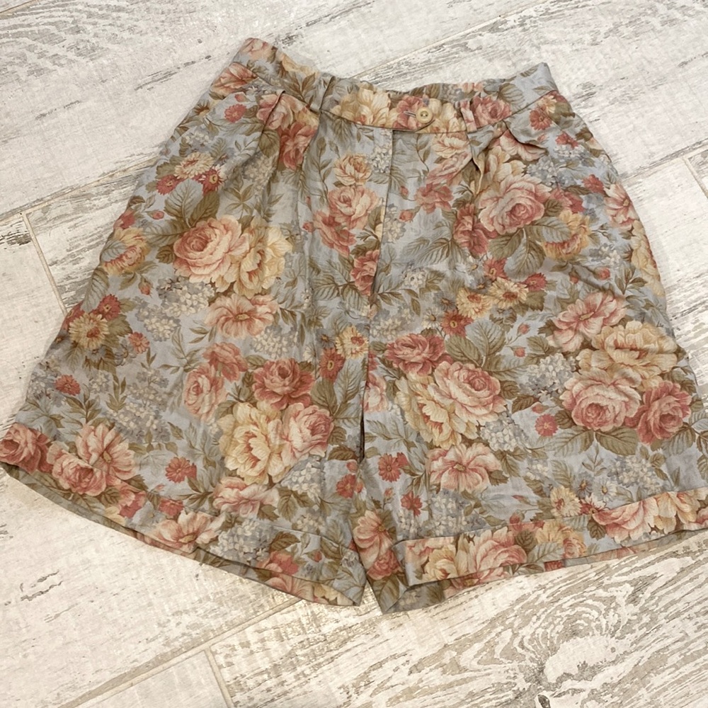 Lauren Ralph, Lauren, vintage floral Linen hi waist shorts 6p